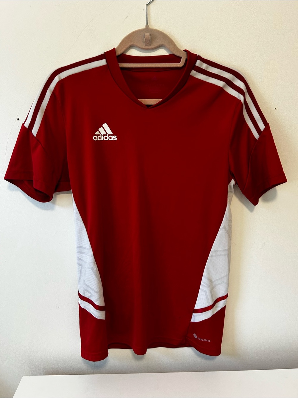 adidas Red and White Men’s Short-Sleeve Training Jersey